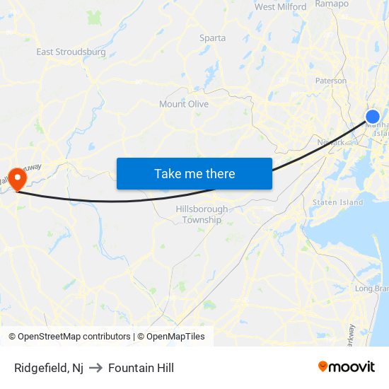 Ridgefield, Nj to Fountain Hill map