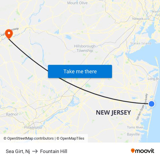 Sea Girt, Nj to Fountain Hill map