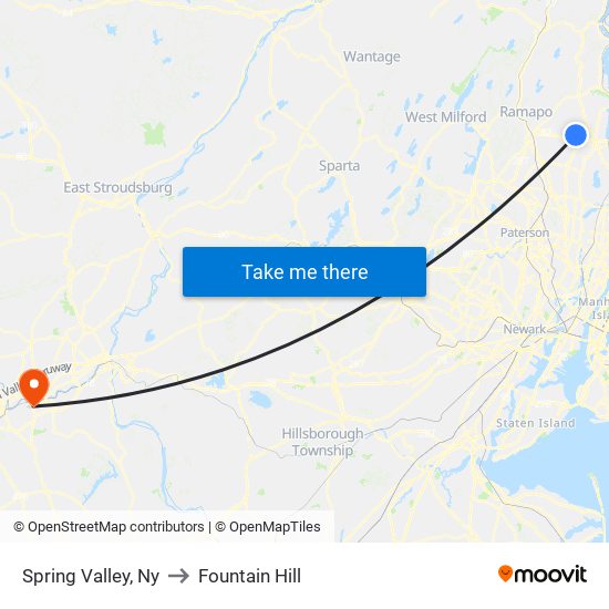 Spring Valley, Ny to Fountain Hill map