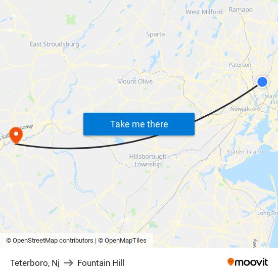 Teterboro, Nj to Fountain Hill map