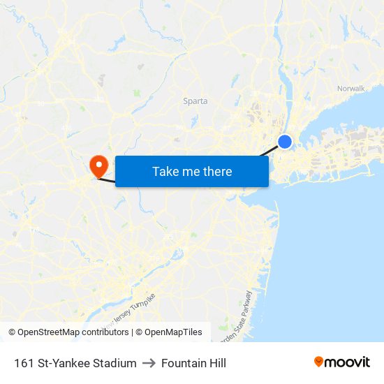 161 St-Yankee Stadium to Fountain Hill map