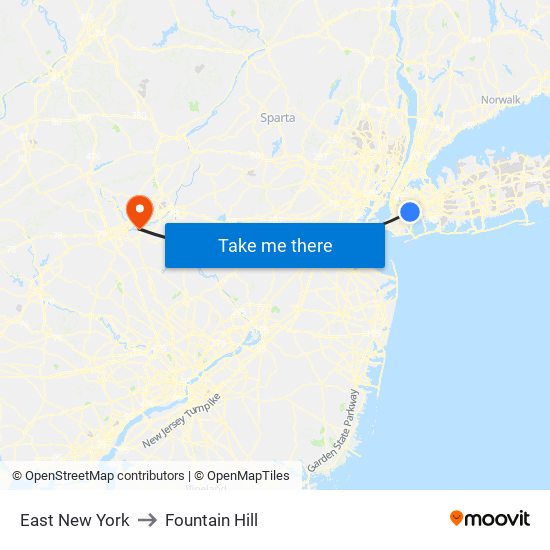 East New York to Fountain Hill map
