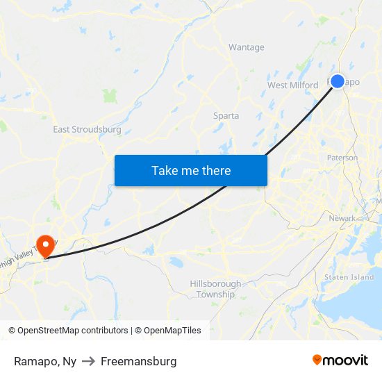 Ramapo, Ny to Freemansburg map