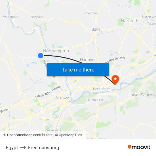 Egypt to Freemansburg map
