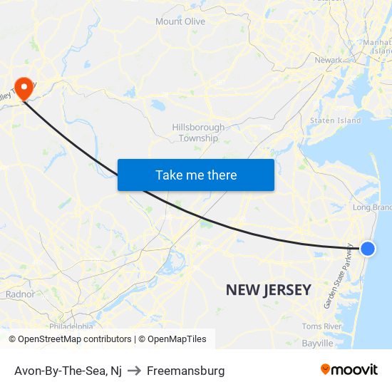 Avon-By-The-Sea, Nj to Freemansburg map