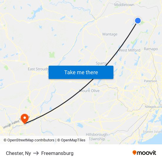 Chester, Ny to Freemansburg map