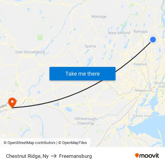 Chestnut Ridge, Ny to Freemansburg map