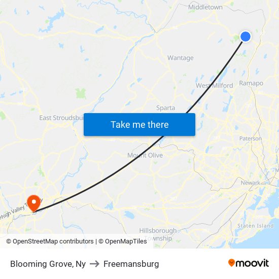 Blooming Grove, Ny to Freemansburg map