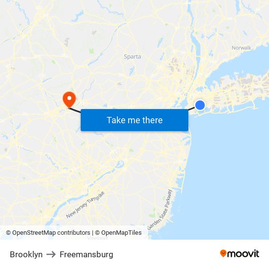 Brooklyn to Freemansburg map