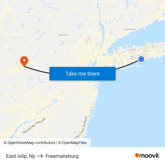 East Islip, Ny to Freemansburg map