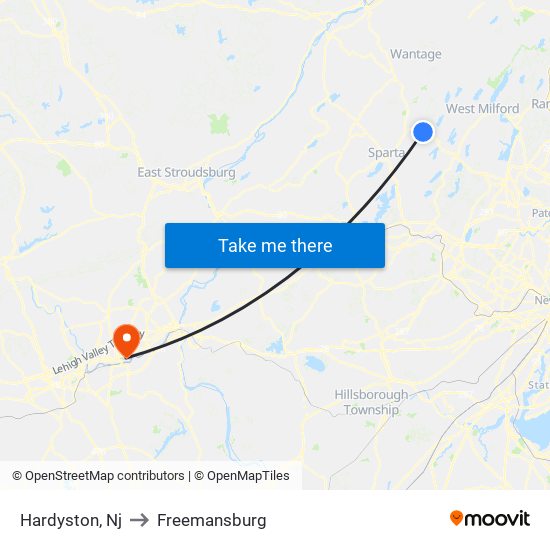 Hardyston, Nj to Freemansburg map