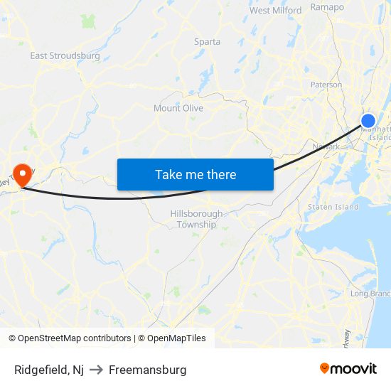 Ridgefield, Nj to Freemansburg map