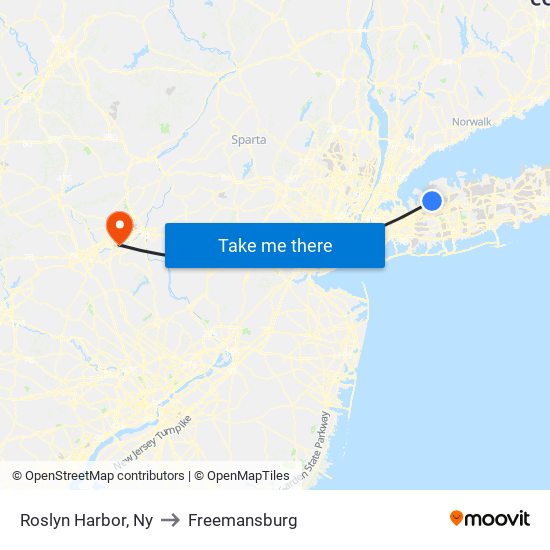 Roslyn Harbor, Ny to Freemansburg map