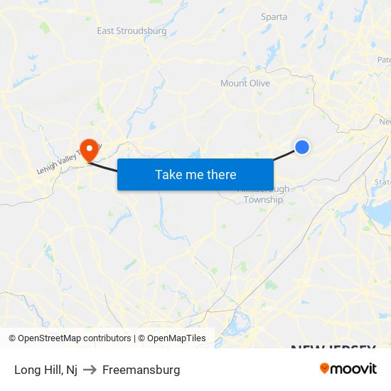 Long Hill, Nj to Freemansburg map