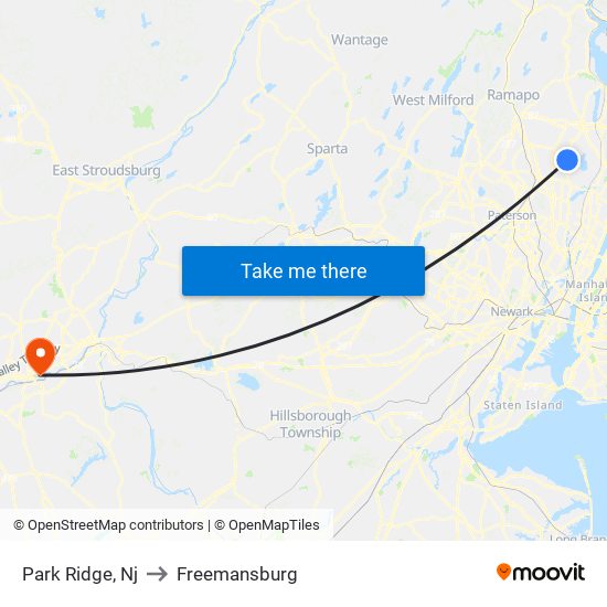 Park Ridge, Nj to Freemansburg map