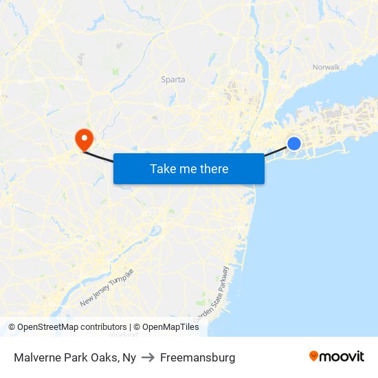 Malverne Park Oaks, Ny to Freemansburg map