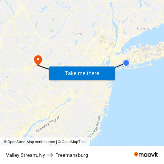 Valley Stream, Ny to Freemansburg map