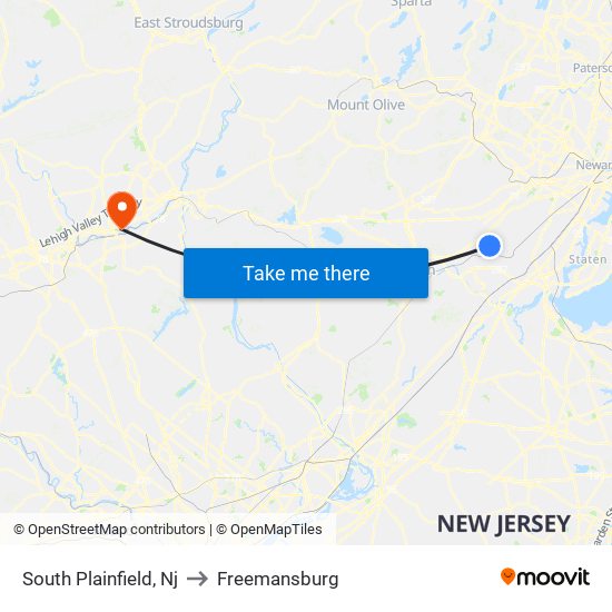 South Plainfield, Nj to Freemansburg map