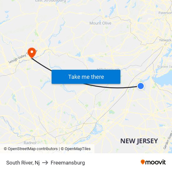 South River, Nj to Freemansburg map