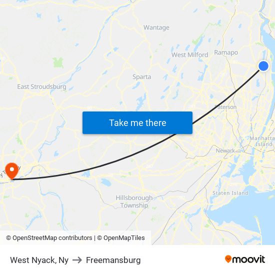 West Nyack, Ny to Freemansburg map