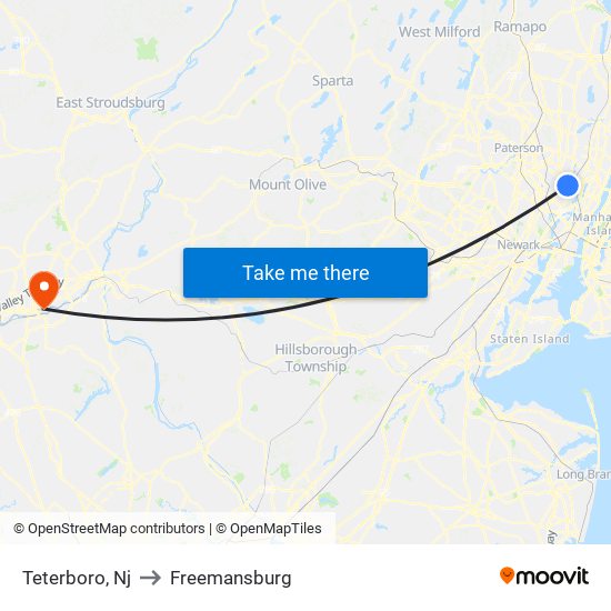 Teterboro, Nj to Freemansburg map