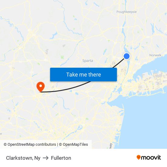 Clarkstown, Ny to Fullerton map