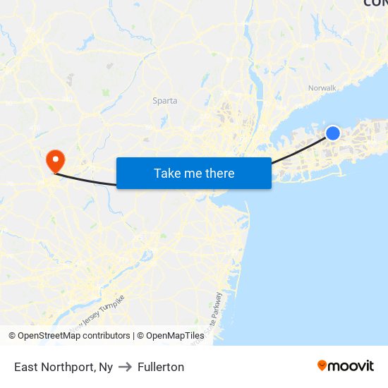 East Northport, Ny to Fullerton map