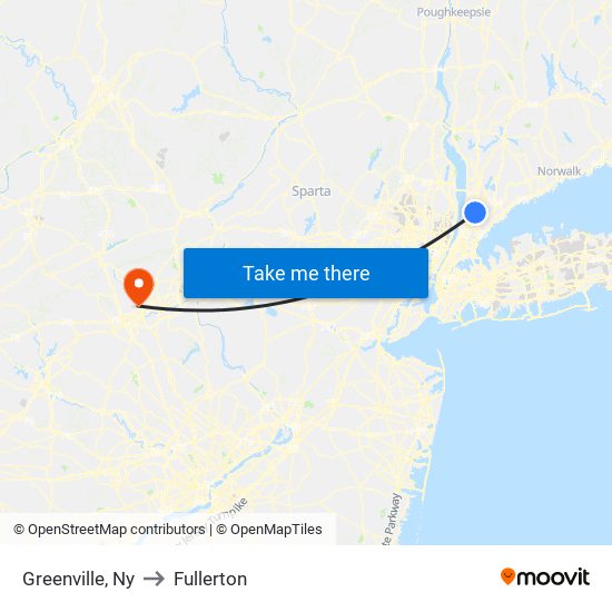 Greenville, Ny to Fullerton map