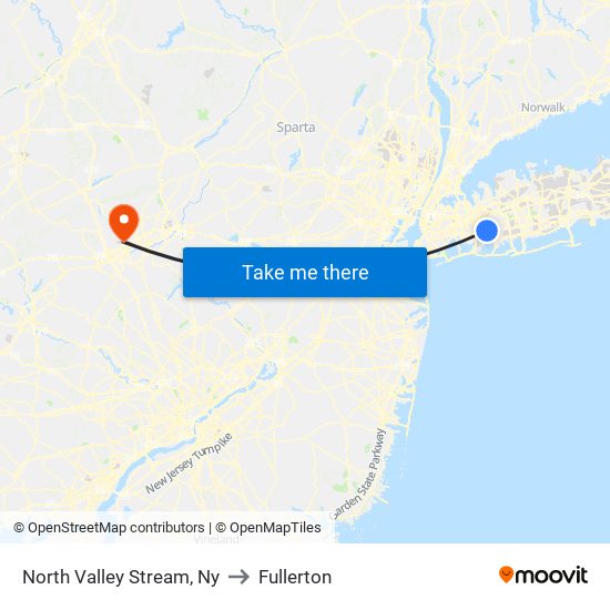 North Valley Stream, Ny to Fullerton map