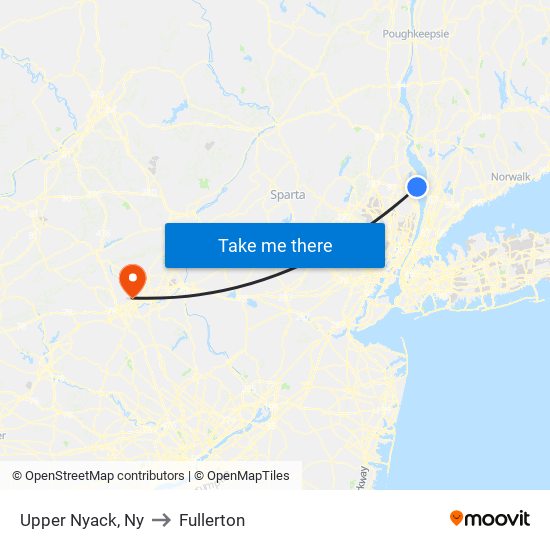 Upper Nyack, Ny to Fullerton map