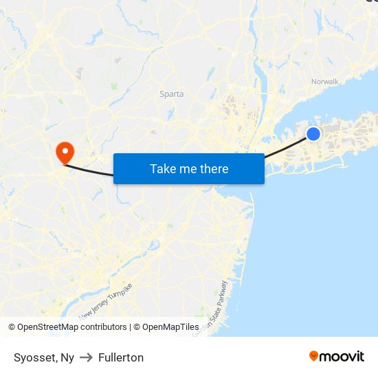 Syosset, Ny to Fullerton map