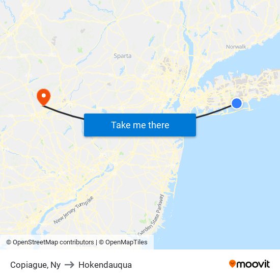 Copiague, Ny to Hokendauqua map