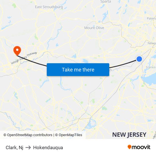 Clark, Nj to Hokendauqua map