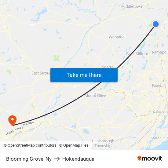 Blooming Grove, Ny to Hokendauqua map