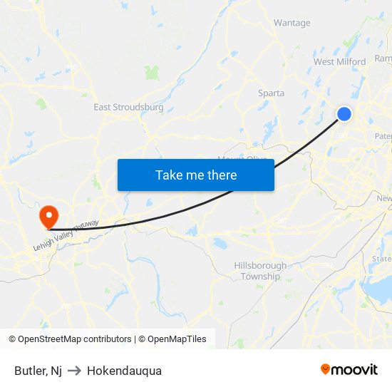 Butler, Nj to Hokendauqua map