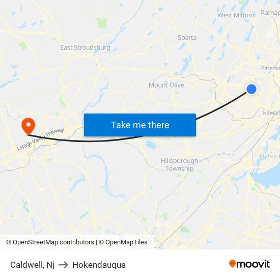 Caldwell, Nj to Hokendauqua map