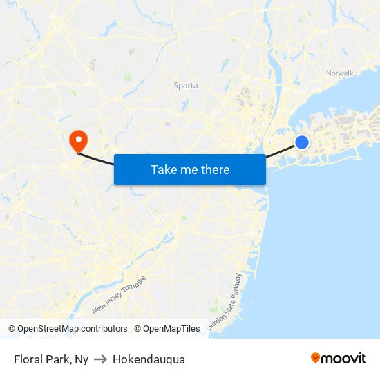 Floral Park, Ny to Hokendauqua map