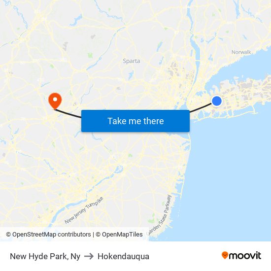 New Hyde Park, Ny to Hokendauqua map