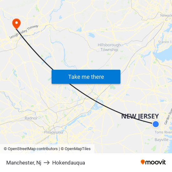 Manchester, Nj to Hokendauqua map