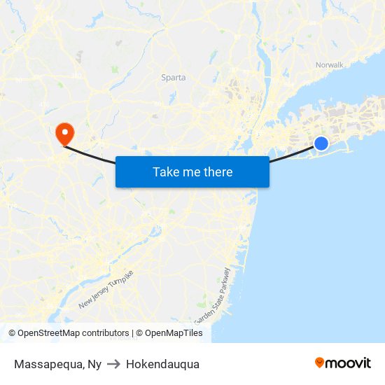 Massapequa, Ny to Hokendauqua map