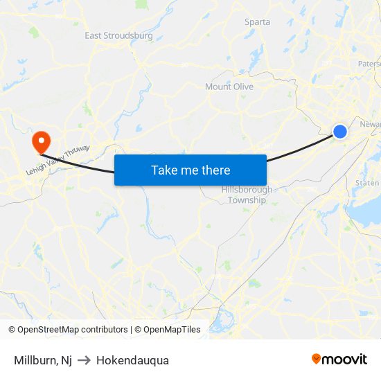 Millburn, Nj to Hokendauqua map