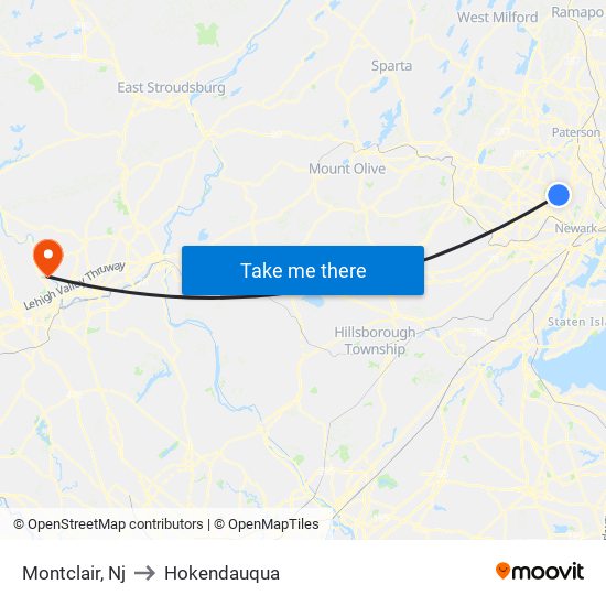 Montclair, Nj to Hokendauqua map