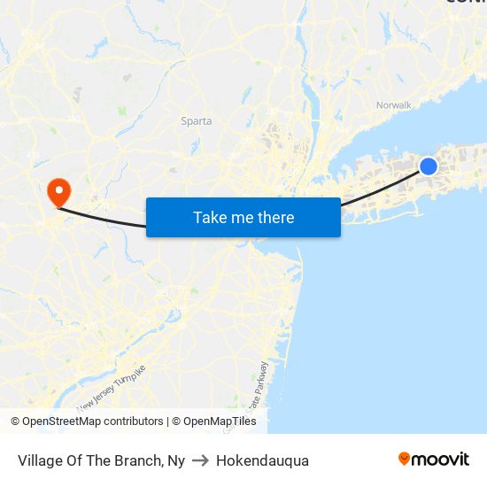 Village Of The Branch, Ny to Hokendauqua map