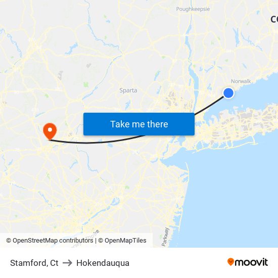 Stamford, Ct to Hokendauqua map