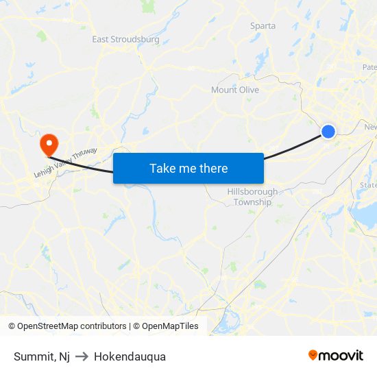 Summit, Nj to Hokendauqua map