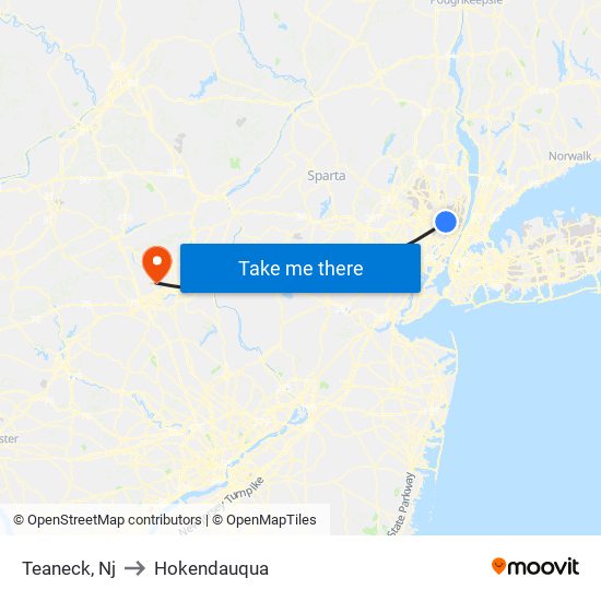 Teaneck, Nj to Hokendauqua map