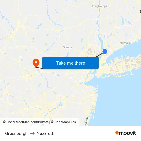 Greenburgh to Nazareth map