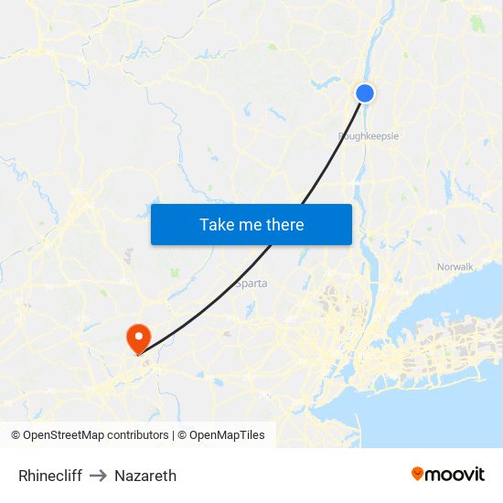 Rhinecliff to Nazareth map