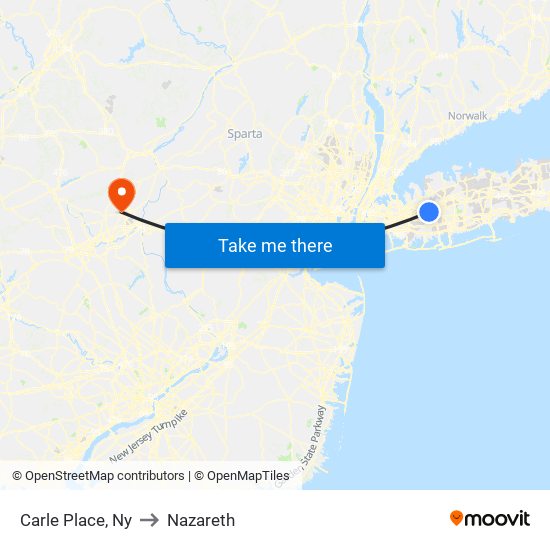 Carle Place, Ny to Nazareth map