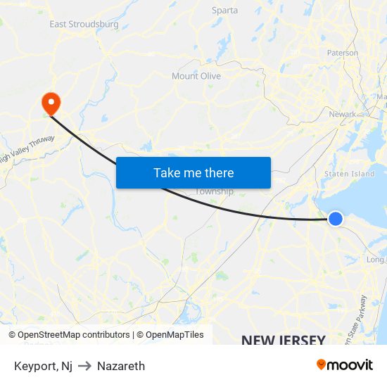 Keyport, Nj to Nazareth map